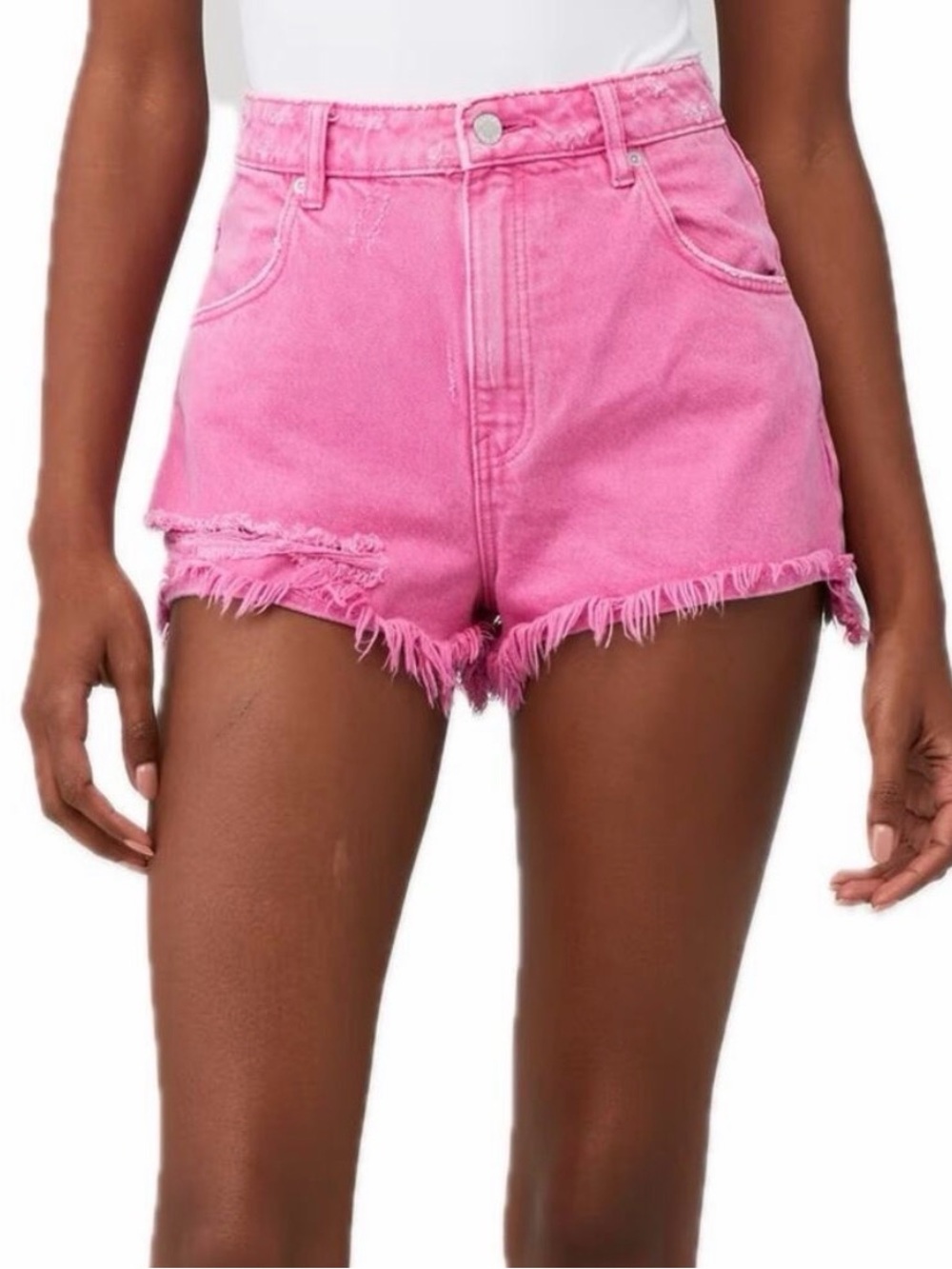 Rolla’s High-Rise Slim Cutoff Distress Jean Shorts in Pink, Women’s size 29